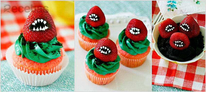 Cupcakes de Monstruos de Fresa